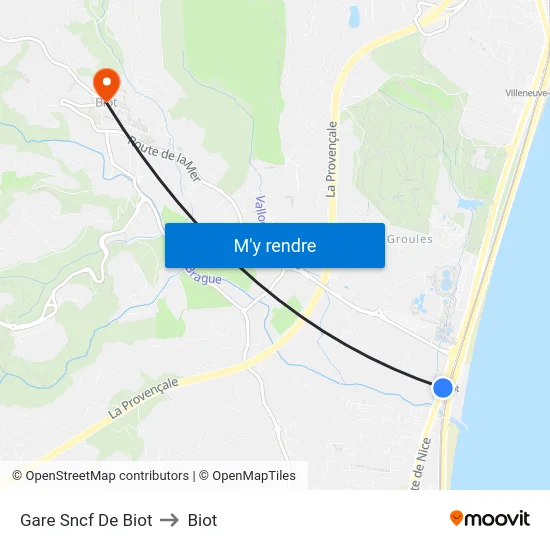 Gare Sncf De Biot to Biot map