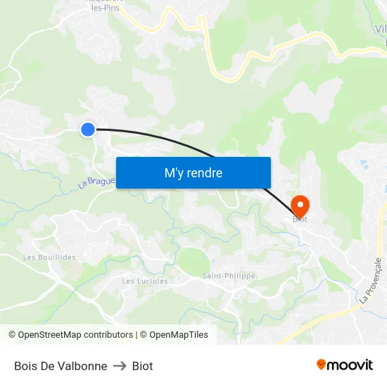 Bois De Valbonne to Biot map