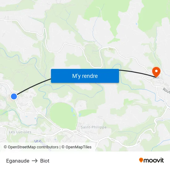 Eganaude to Biot map