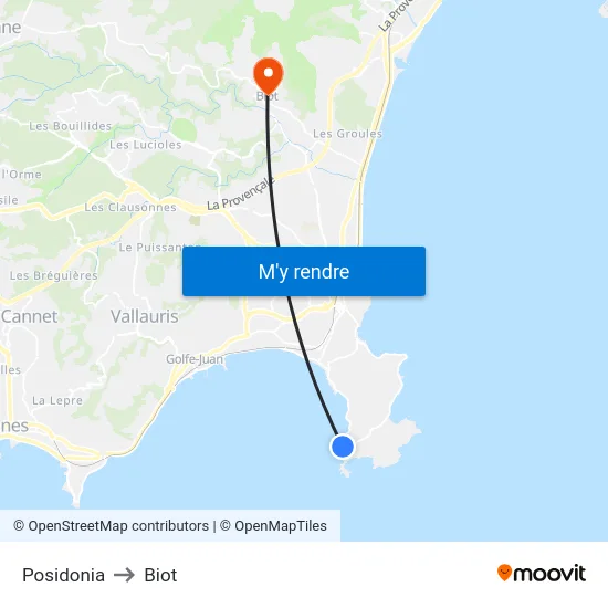 Posidonia to Biot map