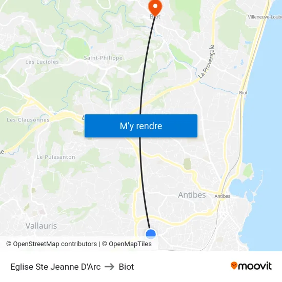 Eglise Ste Jeanne D'Arc to Biot map