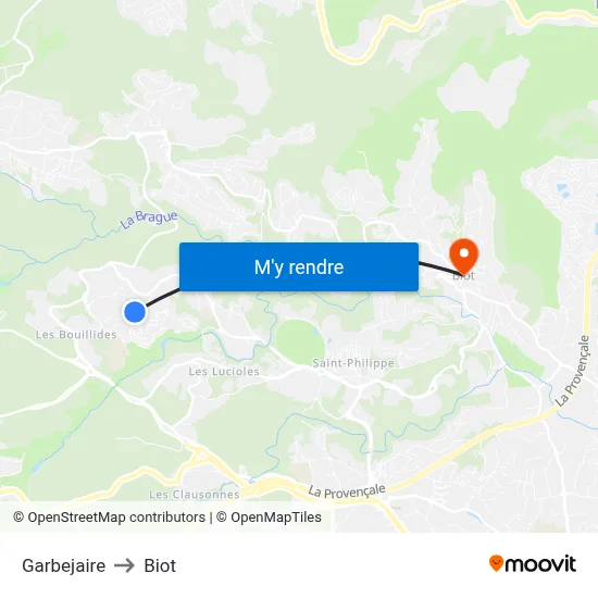 Garbejaire to Biot map