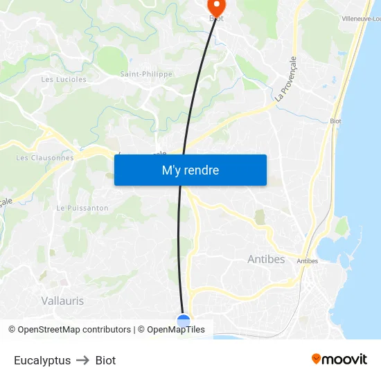 Eucalyptus to Biot map