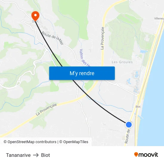 Tananarive to Biot map