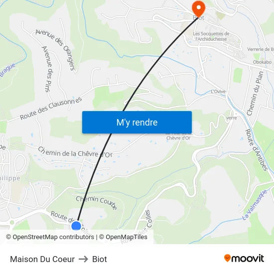 Maison Du Coeur to Biot map