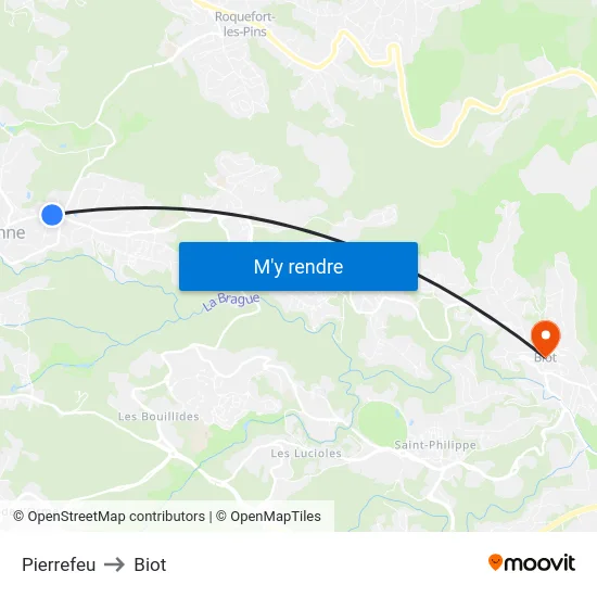 Pierrefeu to Biot map