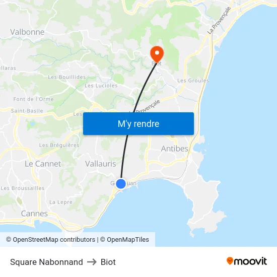 Square Nabonnand to Biot map