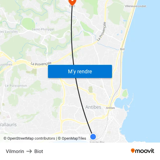 Vilmorin to Biot map
