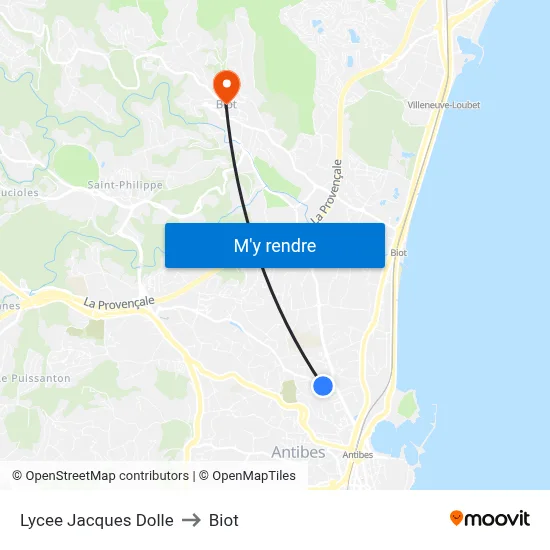 Lycee Jacques Dolle to Biot map