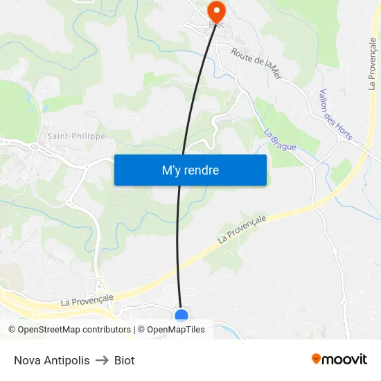 Nova Antipolis to Biot map