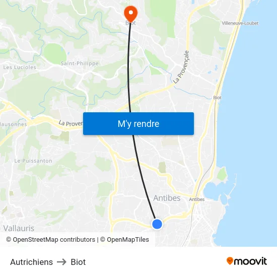 Autrichiens to Biot map