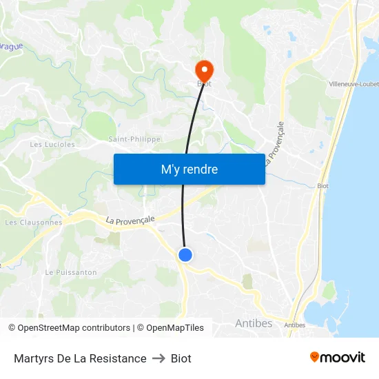 Martyrs De La Resistance to Biot map