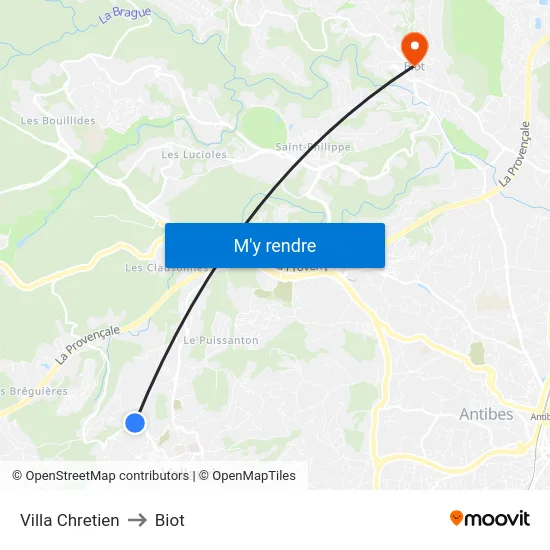 Villa Chretien to Biot map