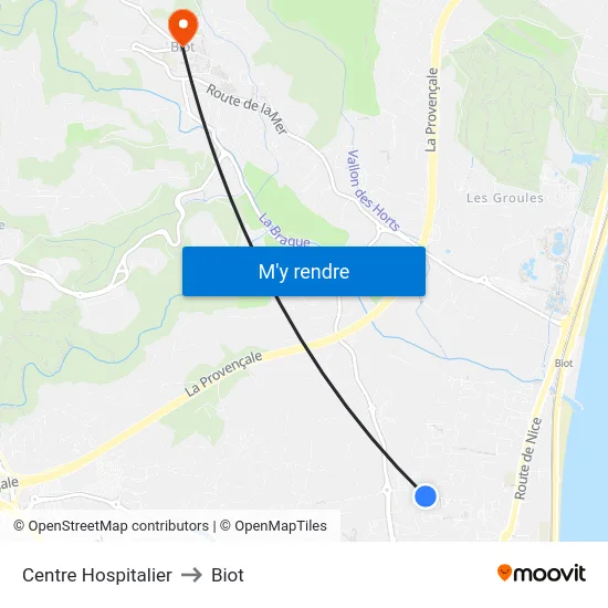 Centre Hospitalier to Biot map