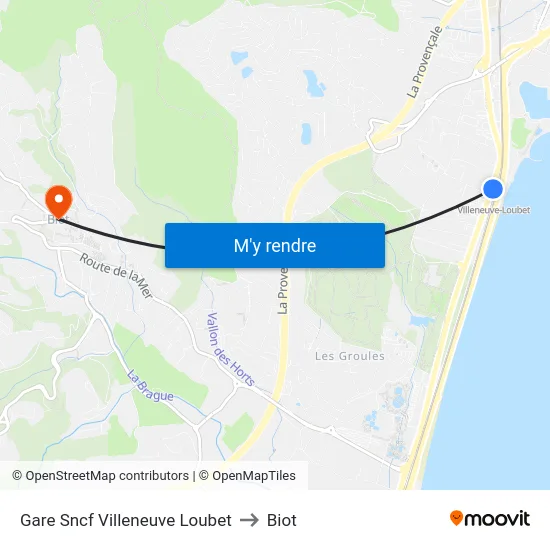 Gare Sncf Villeneuve Loubet to Biot map