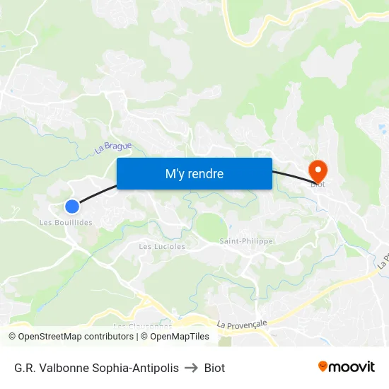 G.R. Valbonne Sophia-Antipolis to Biot map