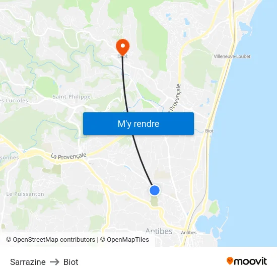 Sarrazine to Biot map