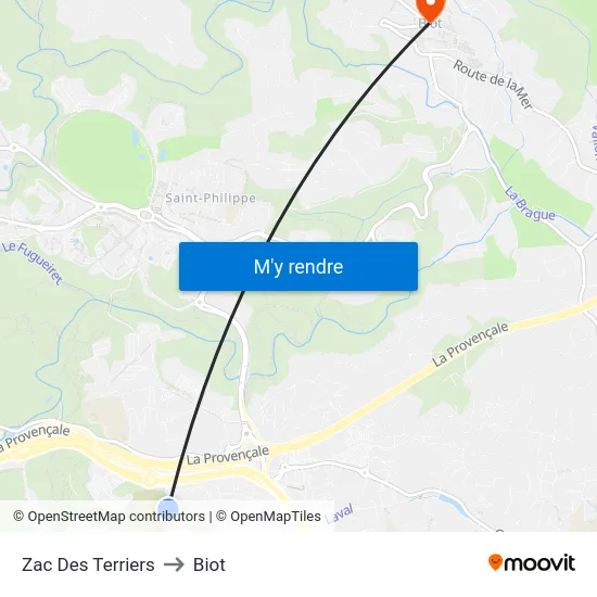 Zac Des Terriers to Biot map