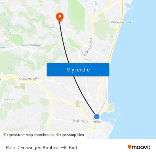 Pole D'Echanges Antibes to Biot map