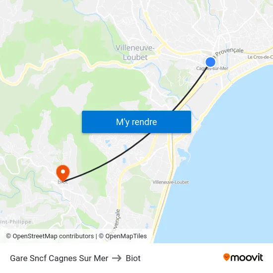 Gare Sncf Cagnes Sur Mer to Biot map