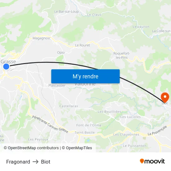 Fragonard to Biot map