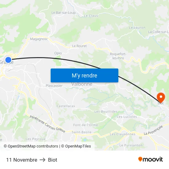 11 Novembre to Biot map