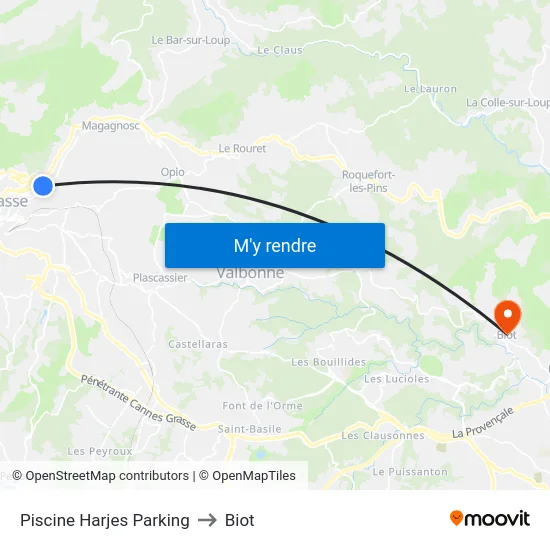 Piscine Harjes Parking to Biot map