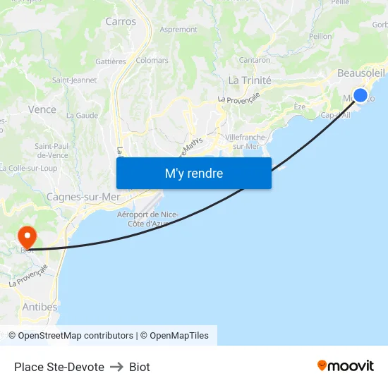 Place Ste-Devote to Biot map