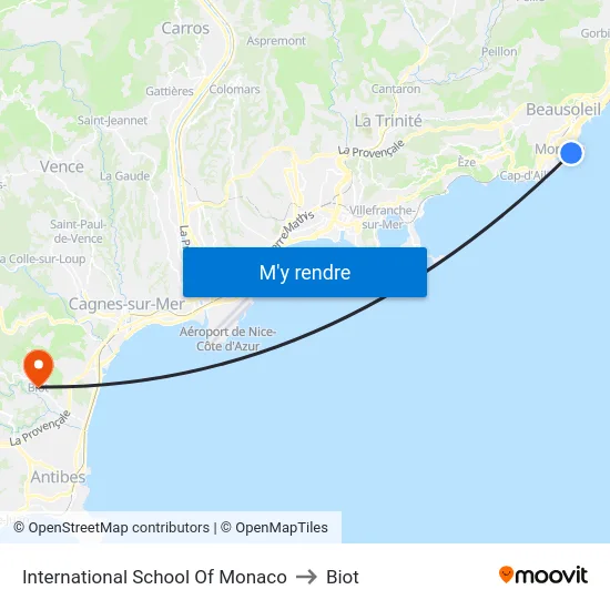 International School Of Monaco to Biot map