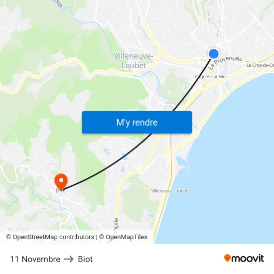 11 Novembre to Biot map