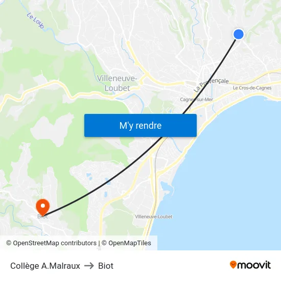 Collège A.Malraux to Biot map