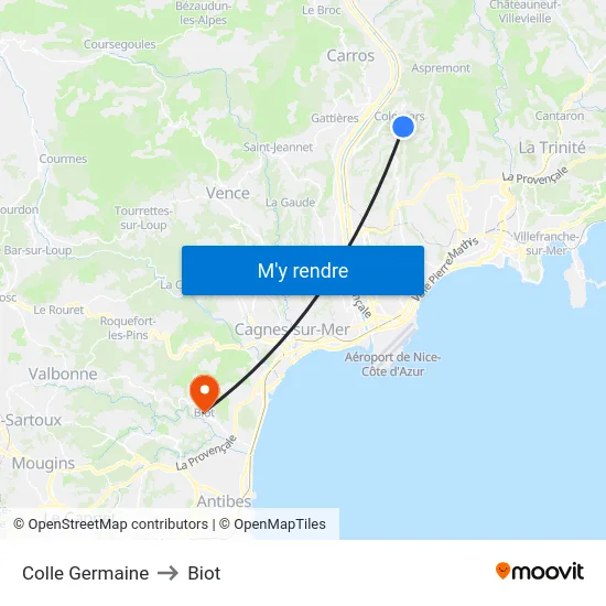 Colle Germaine to Biot map
