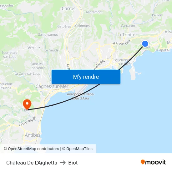 Château De L'Aighetta to Biot map