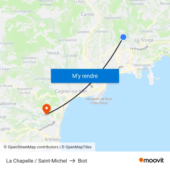 La Chapelle / Saint-Michel to Biot map