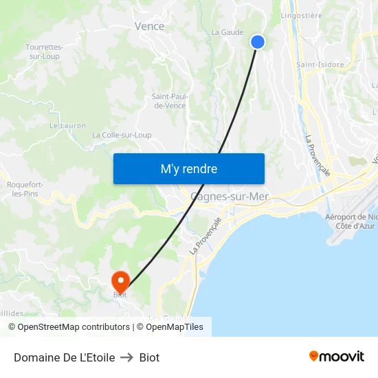 Domaine De L'Etoile to Biot map