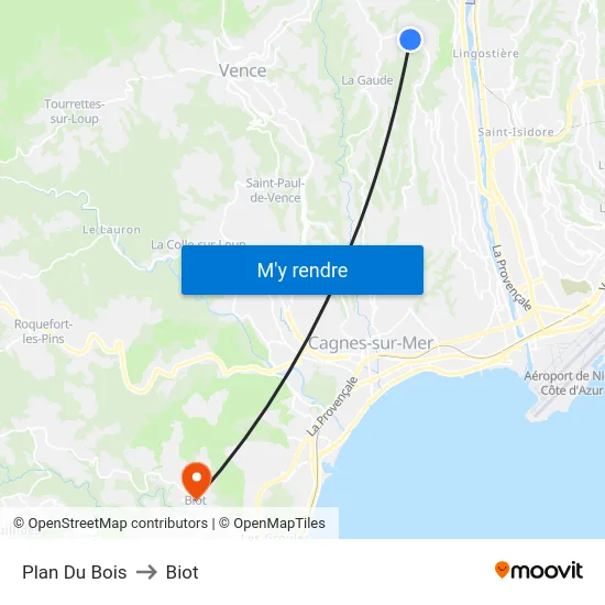 Plan Du Bois to Biot map