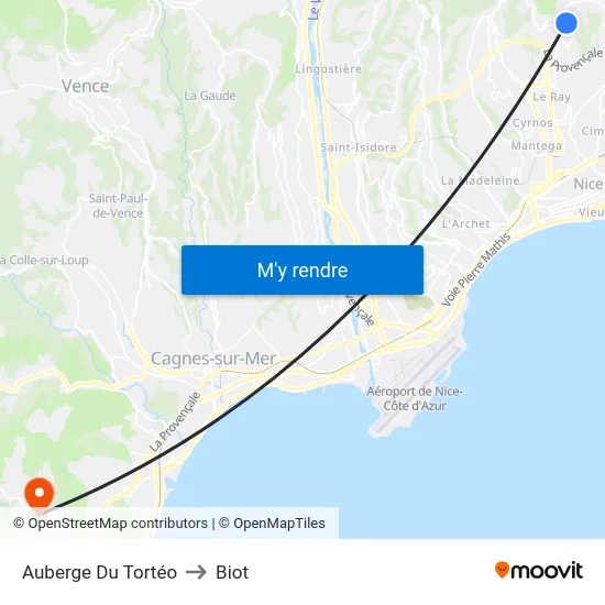 Auberge Du Tortéo to Biot map