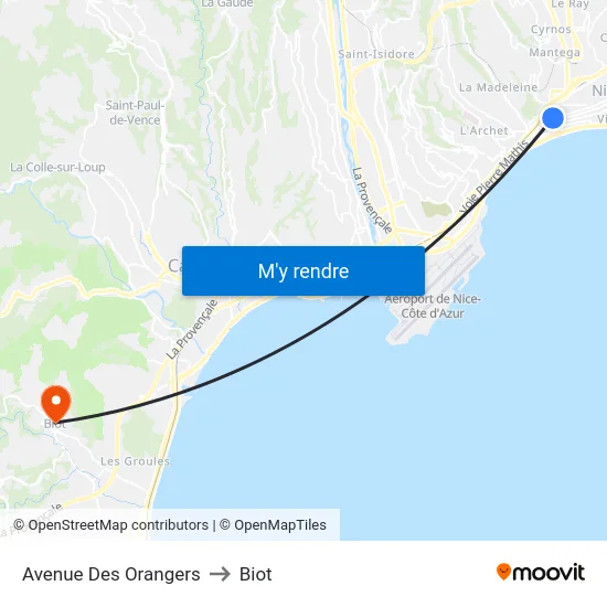 Avenue Des Orangers to Biot map