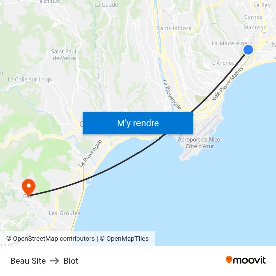 Beau Site to Biot map