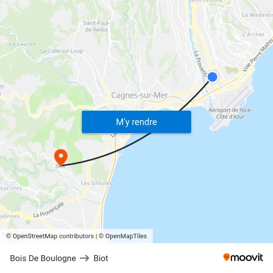 Bois De Boulogne to Biot map