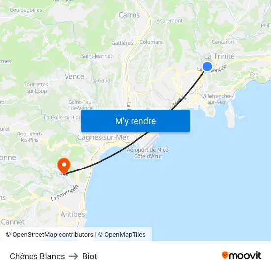 Chênes Blancs to Biot map