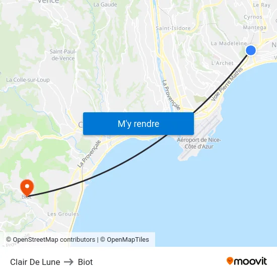 Clair De Lune to Biot map