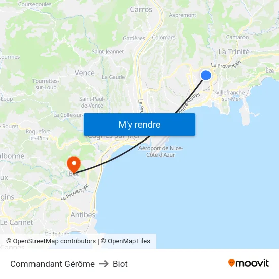 Commandant Gérôme to Biot map