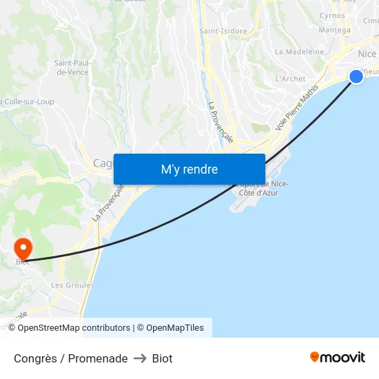 Congrès / Promenade to Biot map