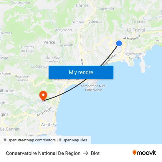 Conservatoire National De Région to Biot map