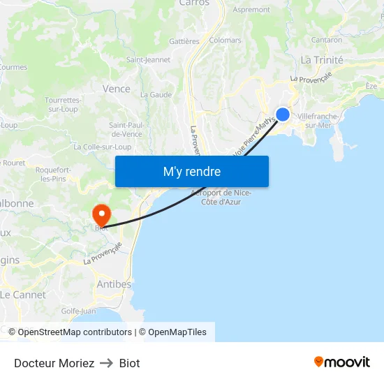 Docteur Moriez to Biot map