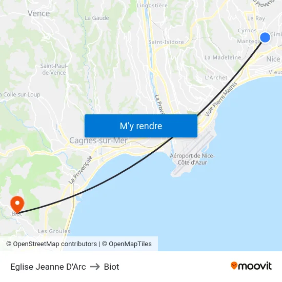 Eglise Jeanne D'Arc to Biot map