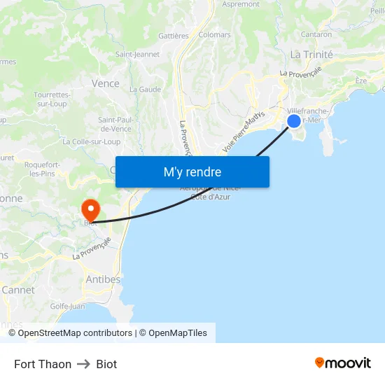 Fort Thaon to Biot map