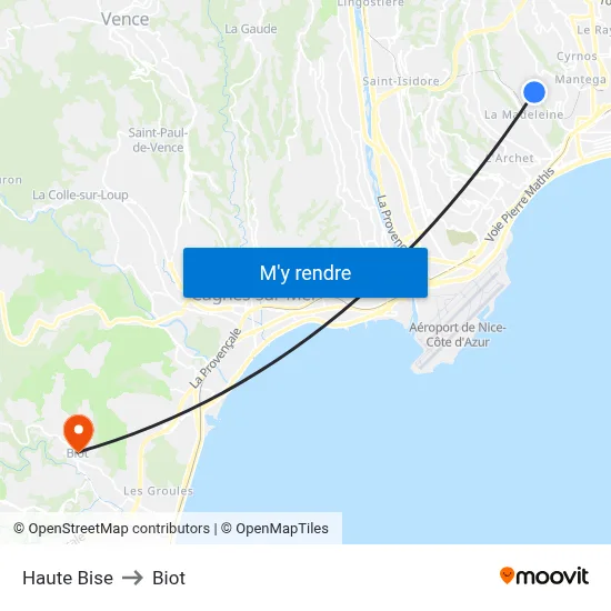 Haute Bise to Biot map