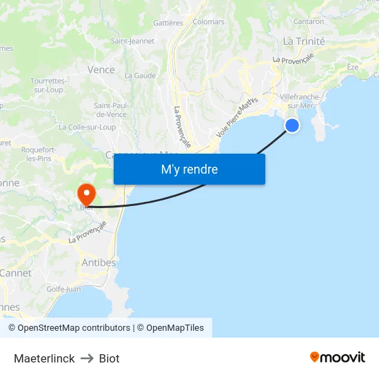 Maeterlinck to Biot map